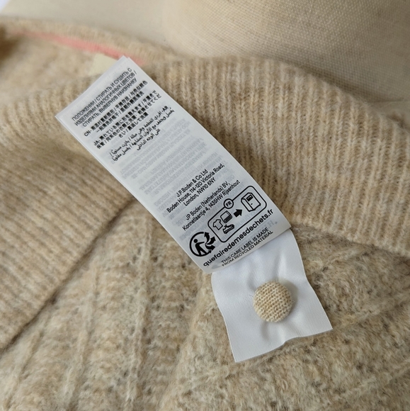 Boden Cardigan Pointelle Knit Button Front Short Sleeve Cropped Oatmeal M NWT - Picture 13 of 16
